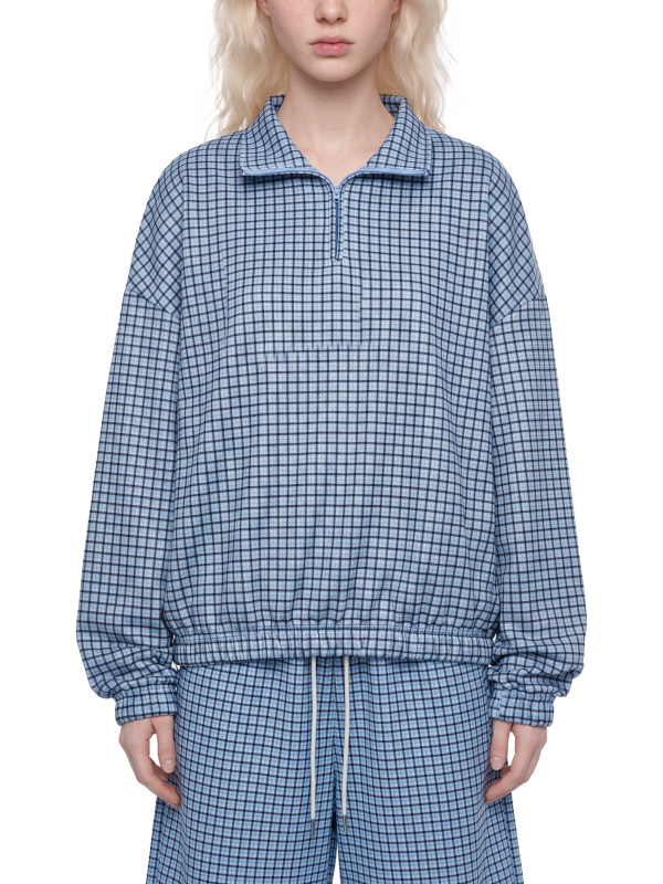 Unisex Plaid Quarter-Zip Sweatshirt