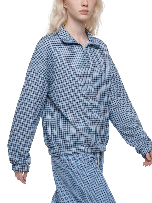 Unisex Plaid Quarter-Zip Sweatshirt