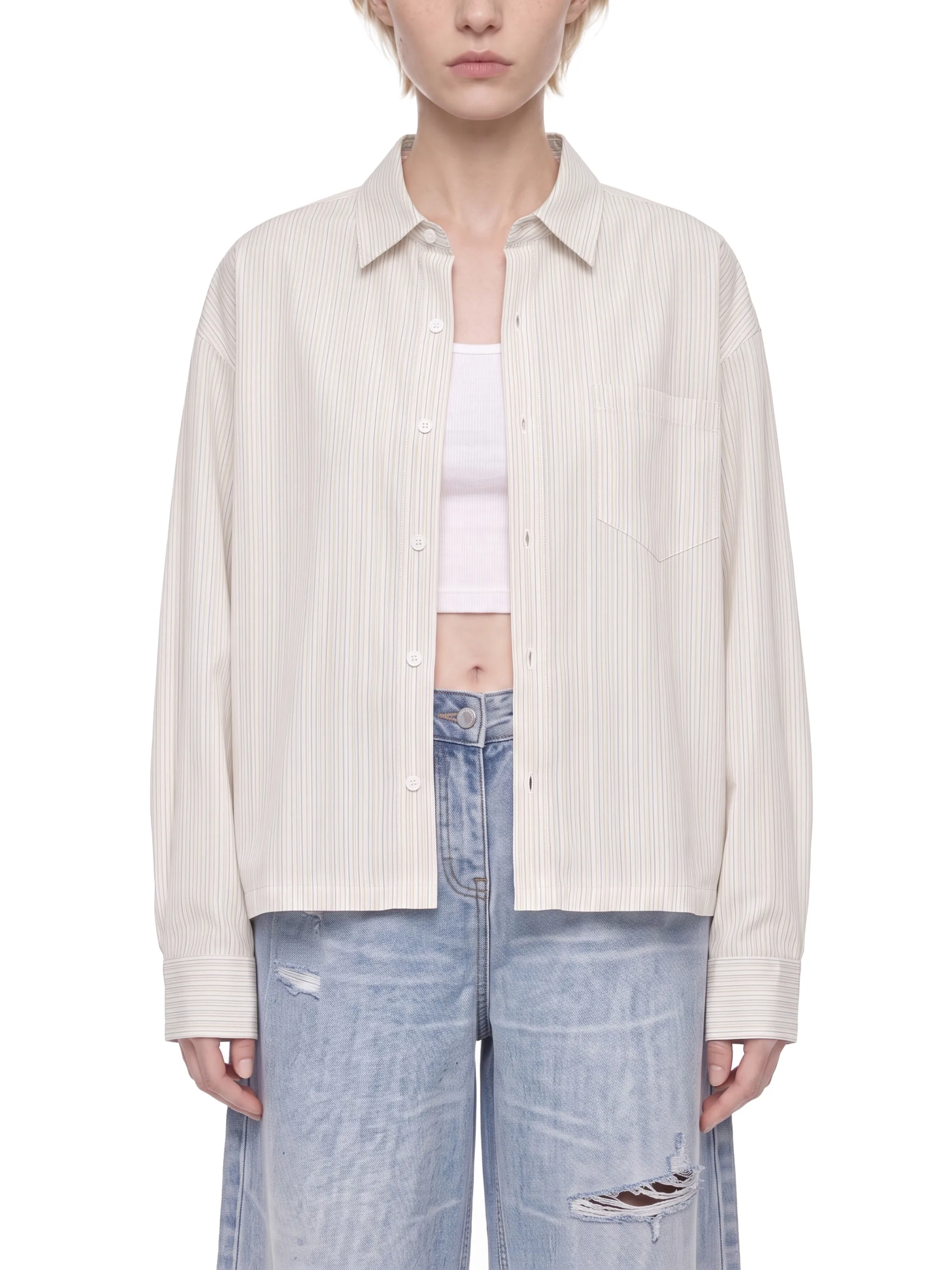 Unisex Boxy Striped Shirt
