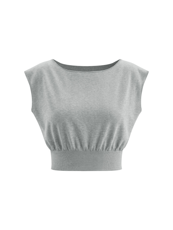Women’s Boatneck Raw Edge Crop T-Shirt