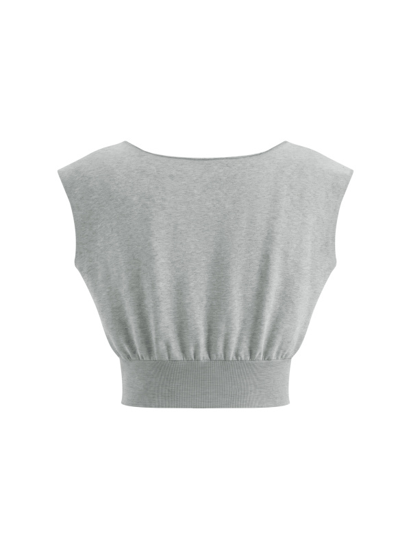 Women’s Boatneck Raw Edge Crop T-Shirt