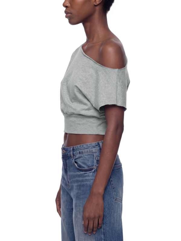 Women’s Boatneck Raw Edge Crop T-Shirt