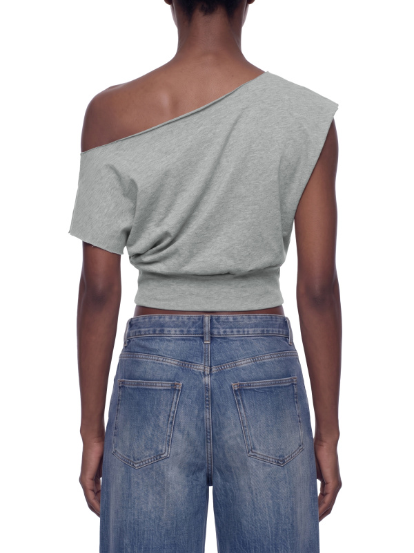 Women’s Boatneck Raw Edge Crop T-Shirt