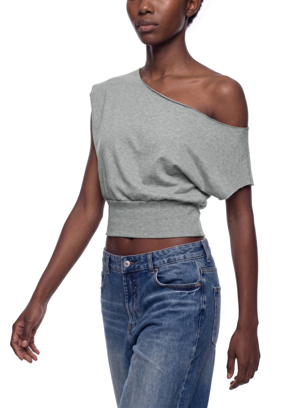 Women’s Boatneck Raw Edge Crop T-Shirt