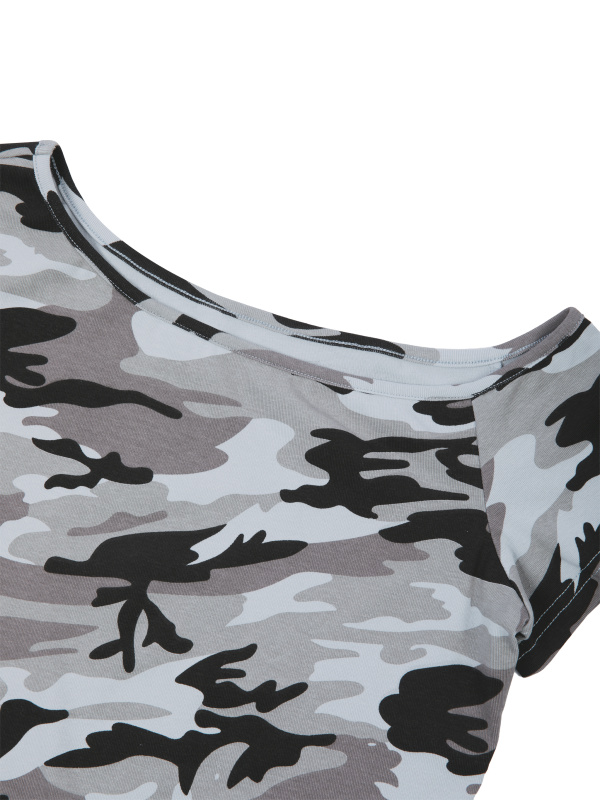 Women's Camo Off-Shoulder Crop T-Shirt