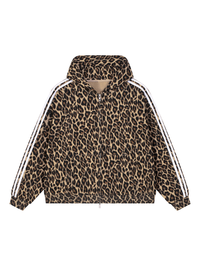 Unisex Leopard Full Zip Hoodie