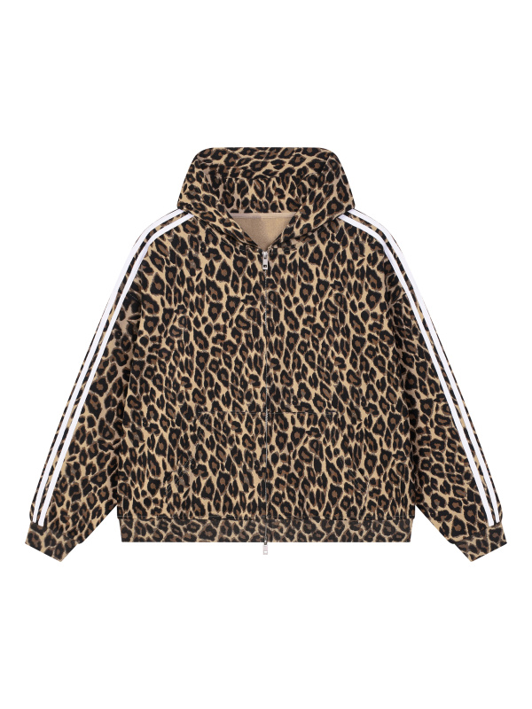 Unisex Leopard Full Zip Hoodie