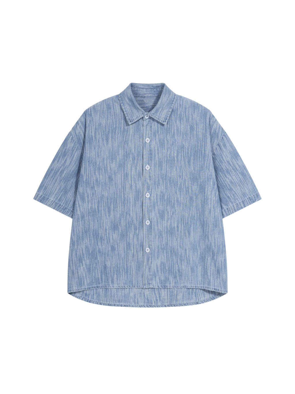 Unisex Boxy Vintage Wash Denim Shirt - Main Image