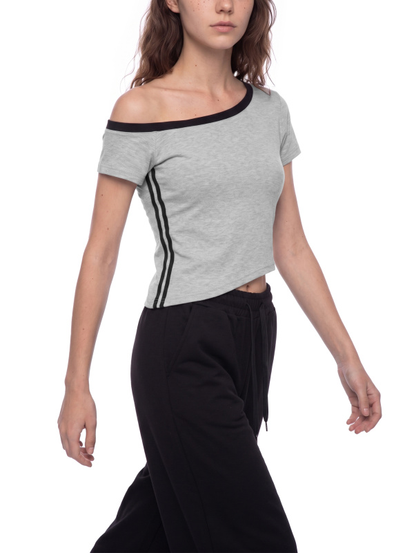 Women's Color Block Off-the-Shoulder T-Shirt