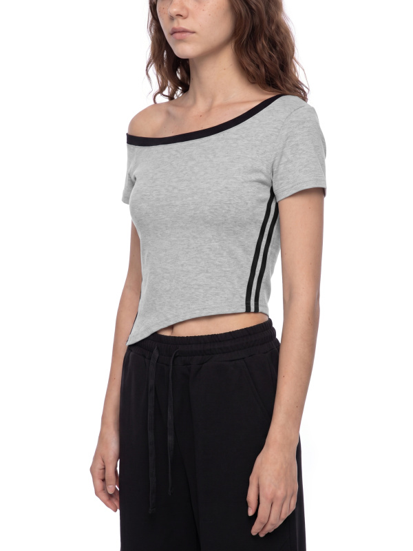 Women's Color Block Off-the-Shoulder T-Shirt