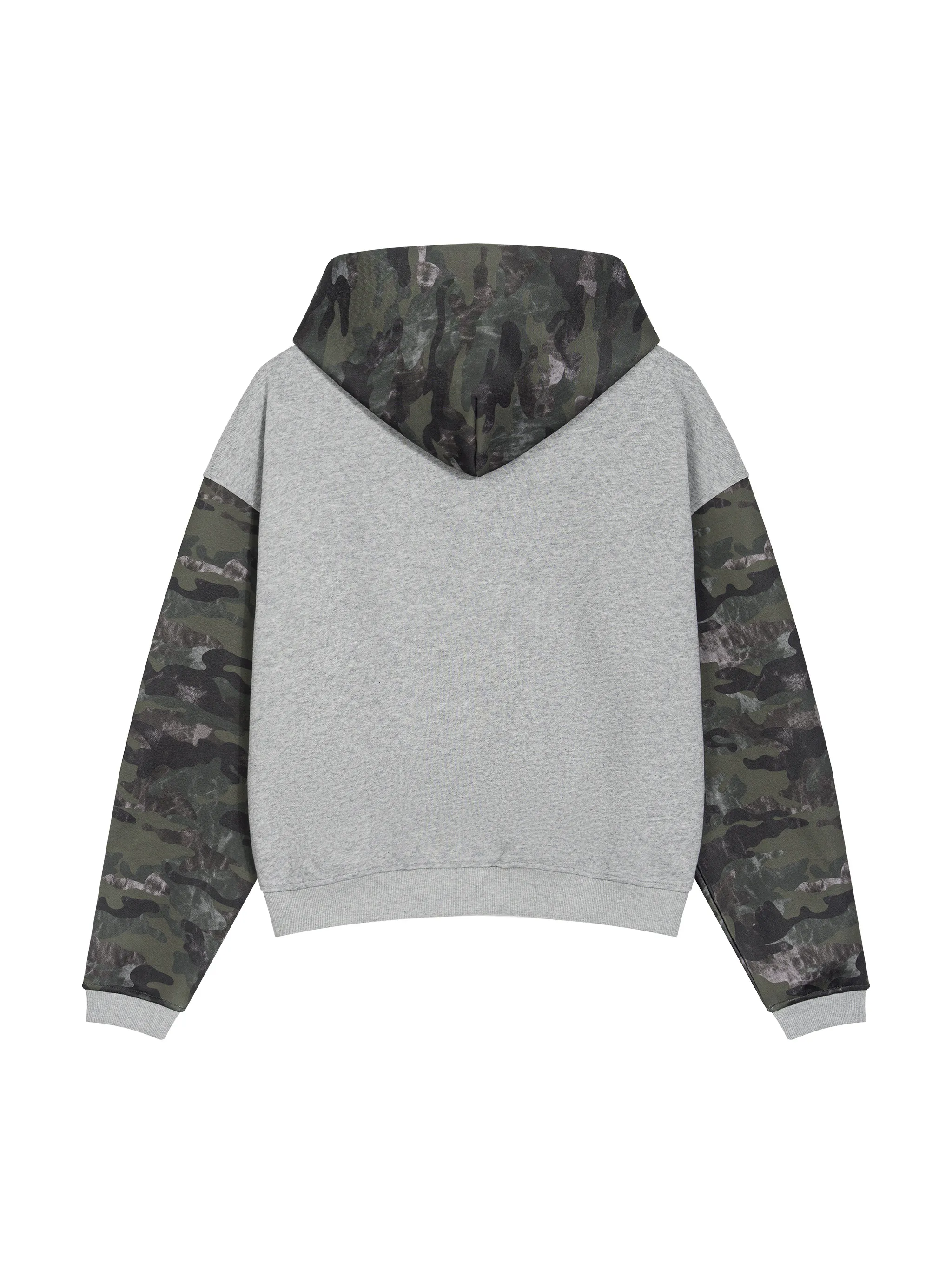 Unisex Colorblock Camo Full Zip Boxy Hoodie
