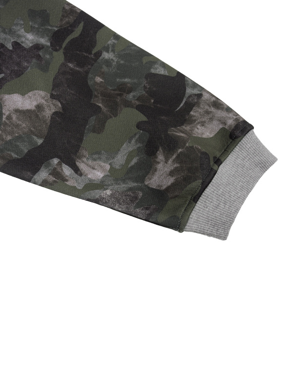Unisex Colorblock Camo Full Zip Boxy Hoodie