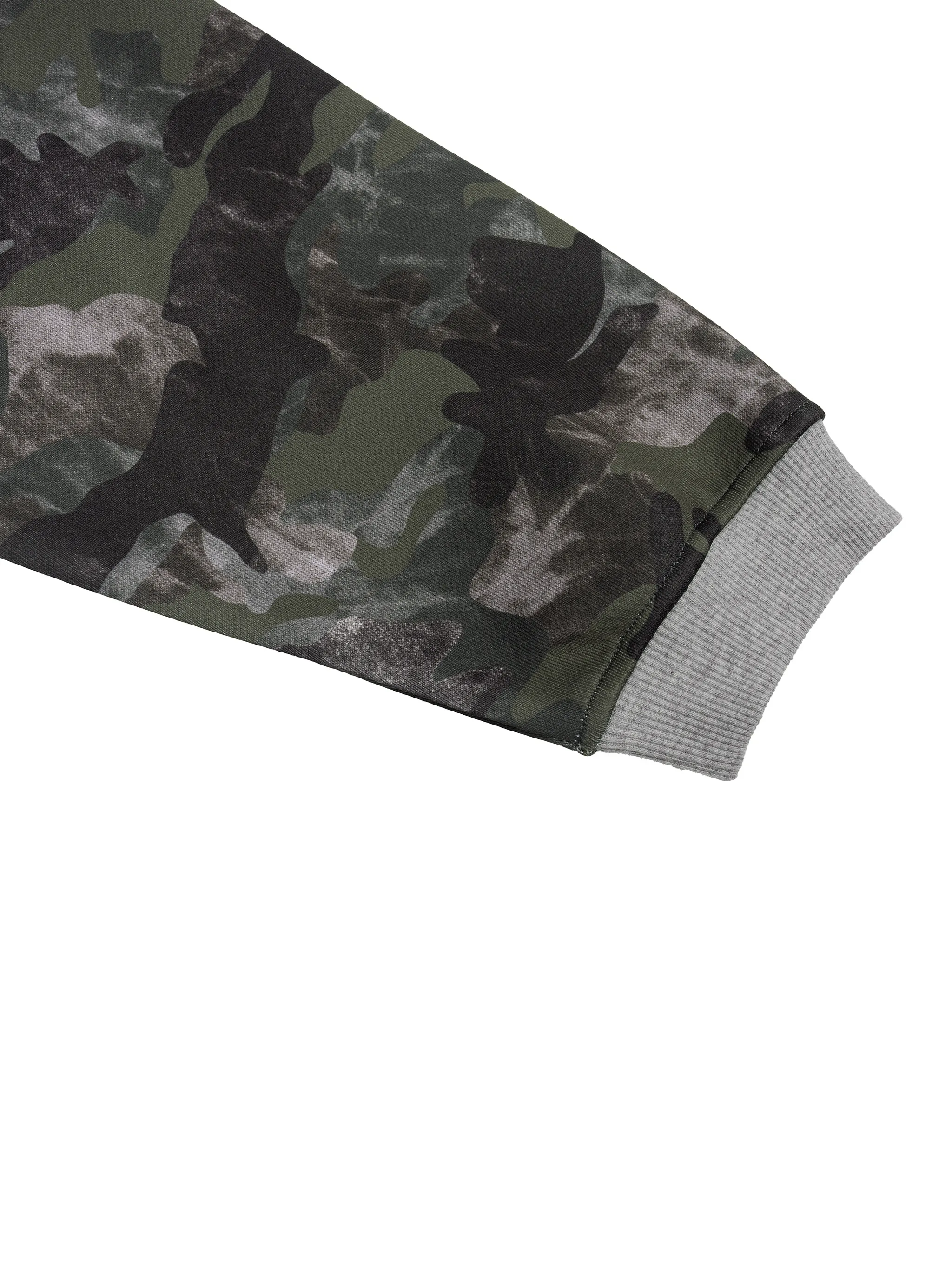 Unisex Colorblock Camo Full Zip Boxy Hoodie