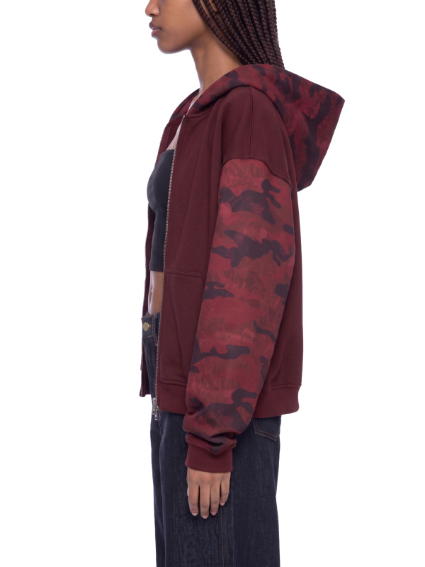 Unisex Colorblock Camo Full Zip Boxy Hoodie
