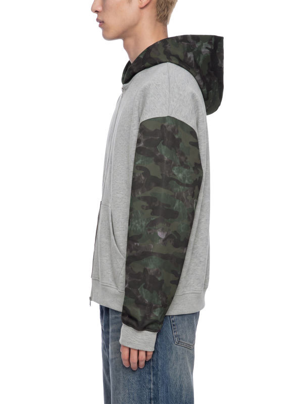 Unisex Colorblock Camo Full Zip Boxy Hoodie
