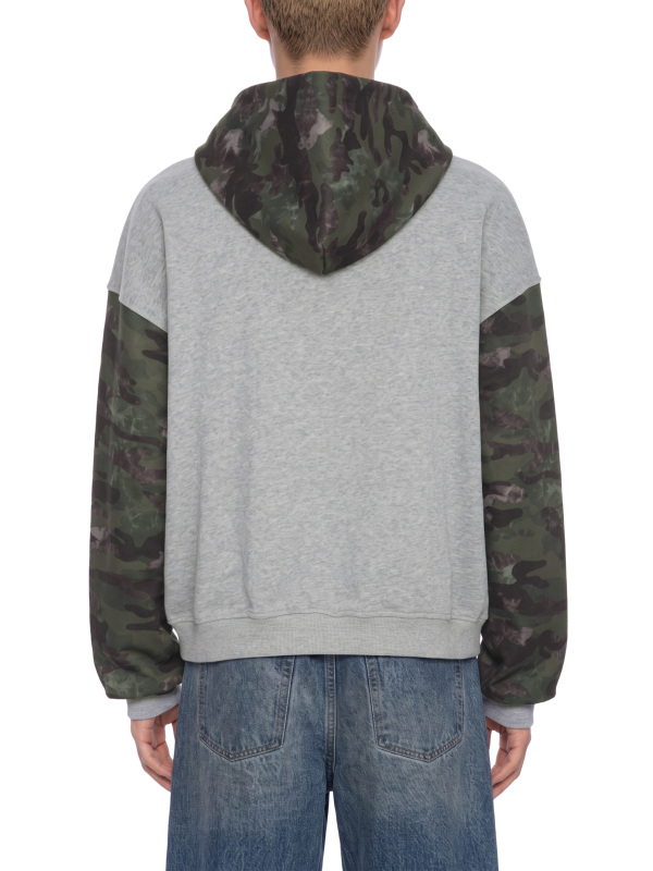 Unisex Colorblock Camo Full Zip Boxy Hoodie