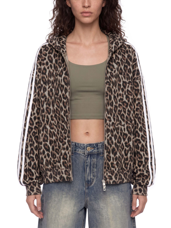 Unisex Leopard Full Zip Hoodie