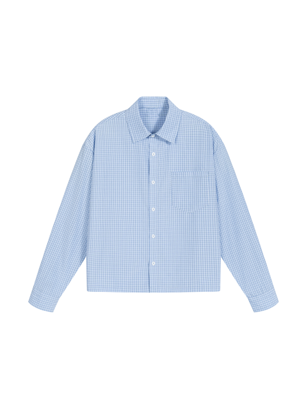 Unisex Boxy Plaid Long Sleeve Shirt - Main Image