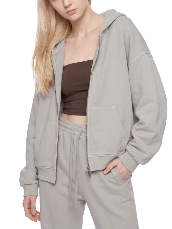 Unisex Vintage Wash Full Zip Boxy Hoodie