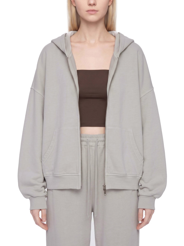 Unisex Vintage Wash Full Zip Boxy Hoodie