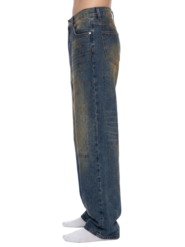Men's Vintage Wash Wide Leg Denim Jeans