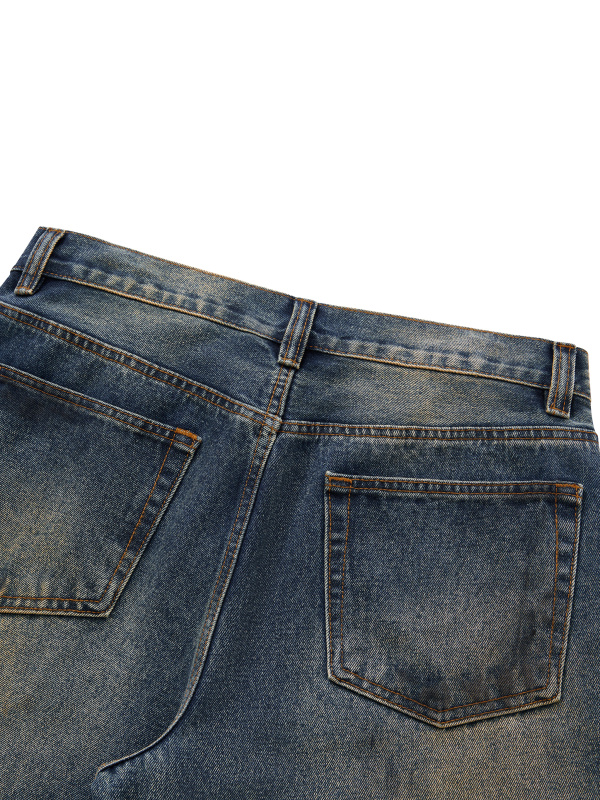 Men's Vintage Wash Wide Leg Denim Jeans