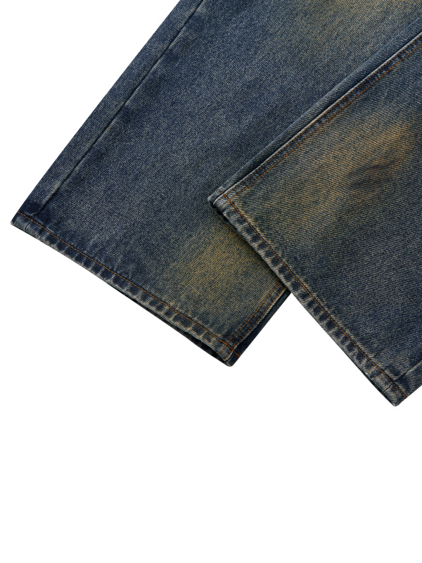 Men's Vintage Wash Wide Leg Denim Jeans