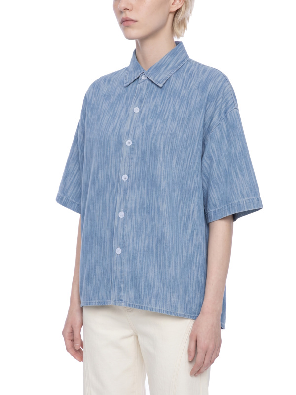 Unisex Boxy Vintage Wash Denim Shirt