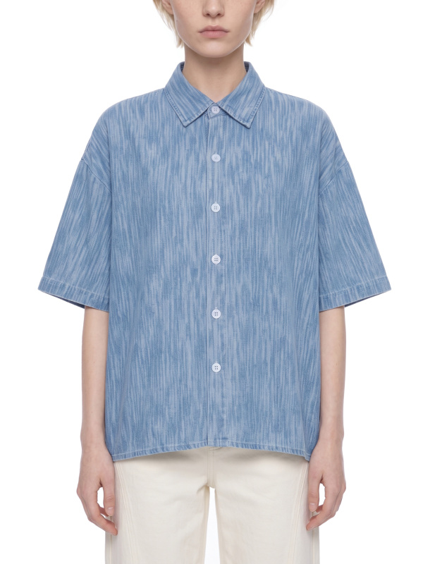 Unisex Boxy Vintage Wash Denim Shirt