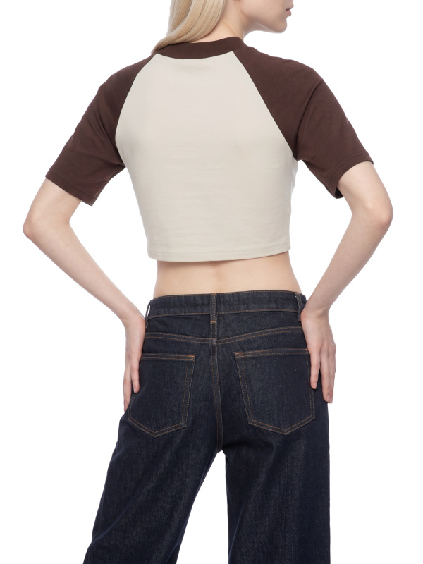 Women’s Color Block Raglan Crop T-Shirt