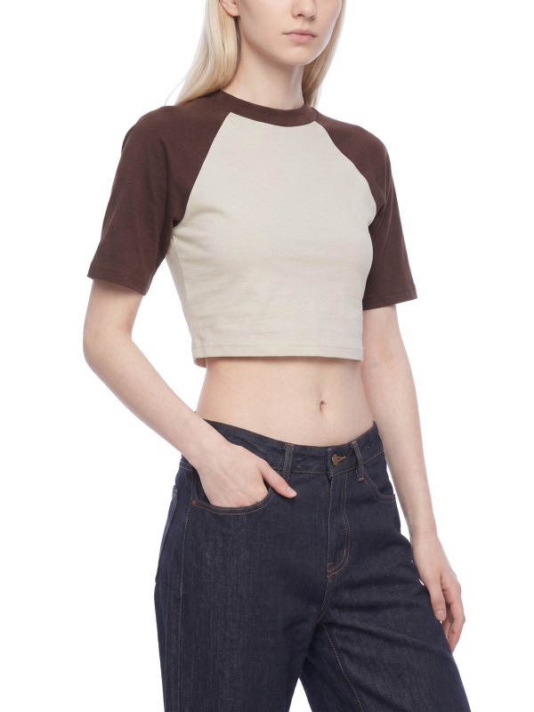 Women’s Color Block Raglan Crop T-Shirt