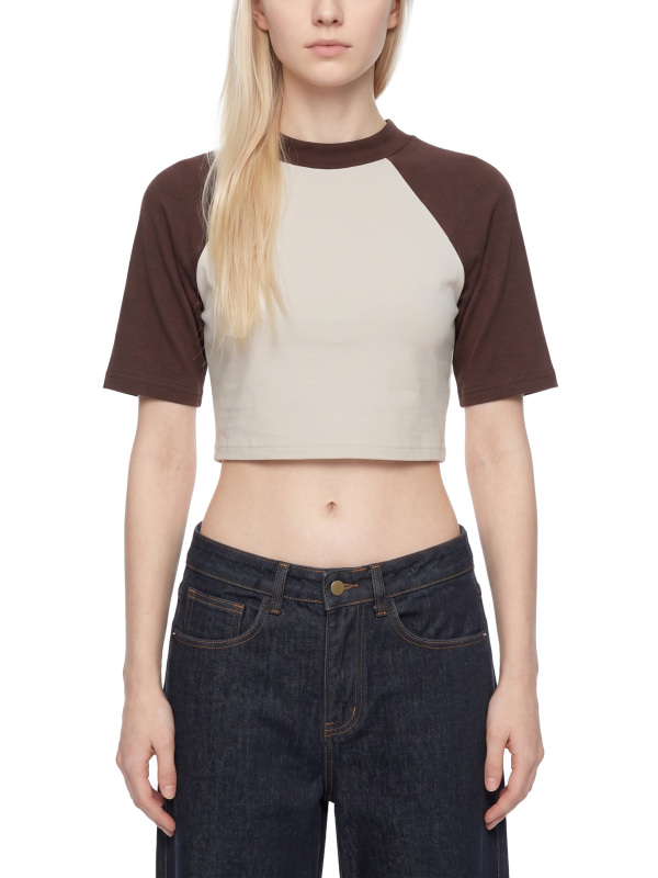 Women’s Color Block Raglan Crop T-Shirt