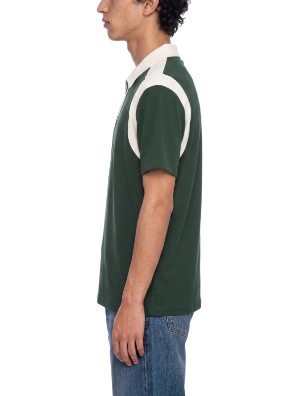 Unisex Color Block Quarter Zip Polo Shirt