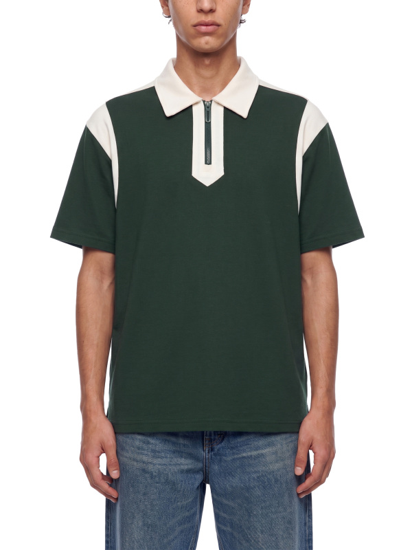 Unisex Color Block Quarter Zip Polo Shirt
