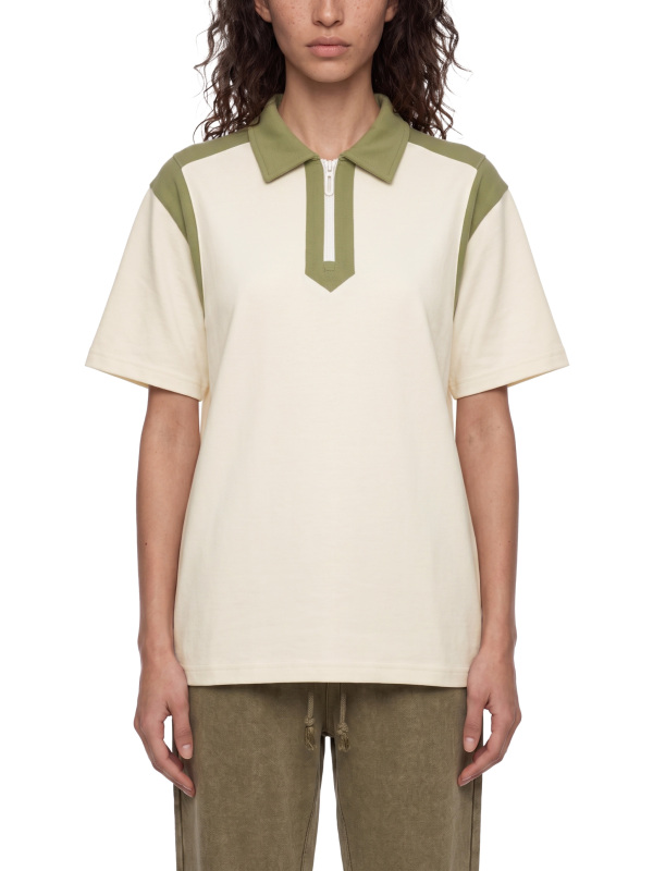 Unisex Color Block Quarter Zip Polo Shirt