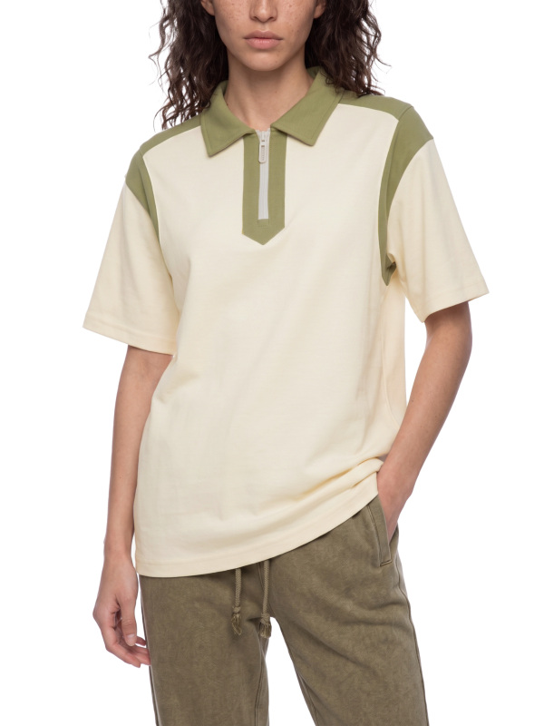Unisex Color Block Quarter Zip Polo Shirt