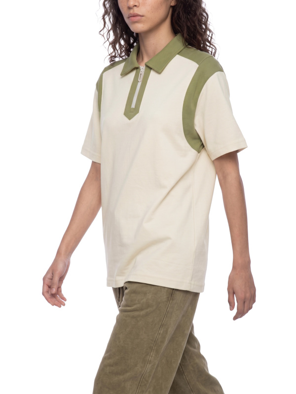Unisex Color Block Quarter Zip Polo Shirt