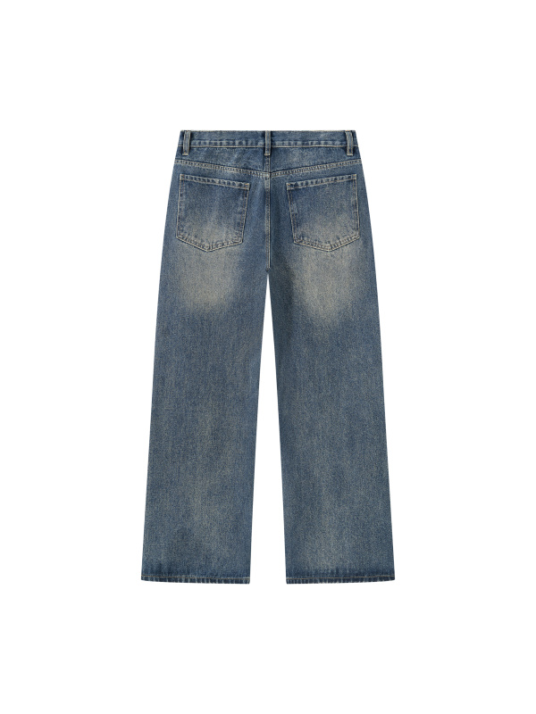 Men’s Vintage Wash Straight Leg Denim Jeans