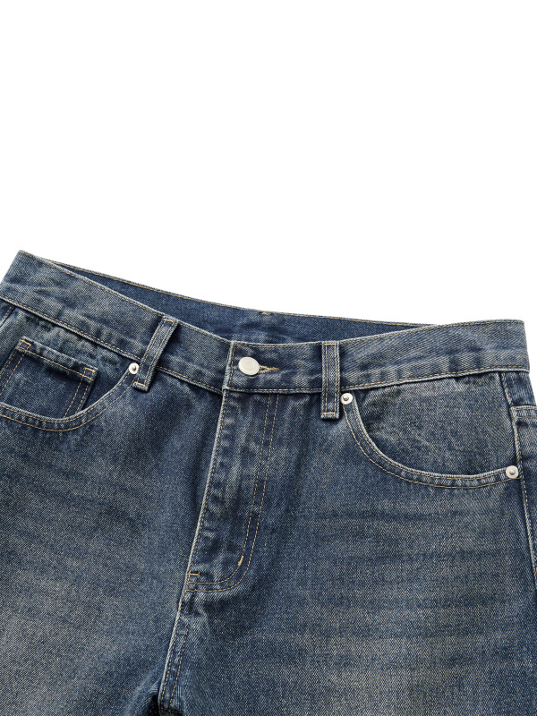Men’s Vintage Wash Straight Leg Denim Jeans