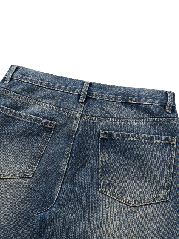Men’s Vintage Wash Straight Leg Denim Jeans