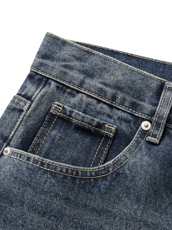 Men’s Vintage Wash Straight Leg Denim Jeans