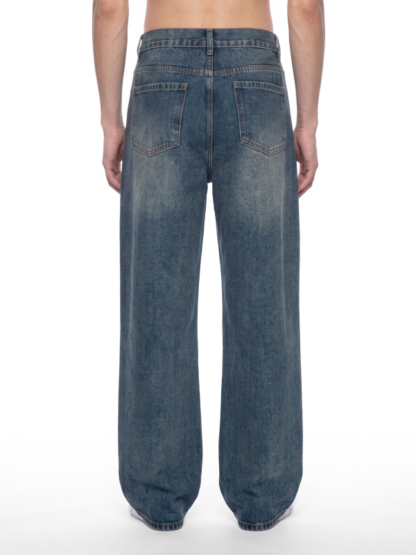 Men’s Vintage Wash Straight Leg Denim Jeans