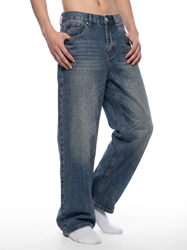 Men’s Vintage Wash Straight Leg Denim Jeans