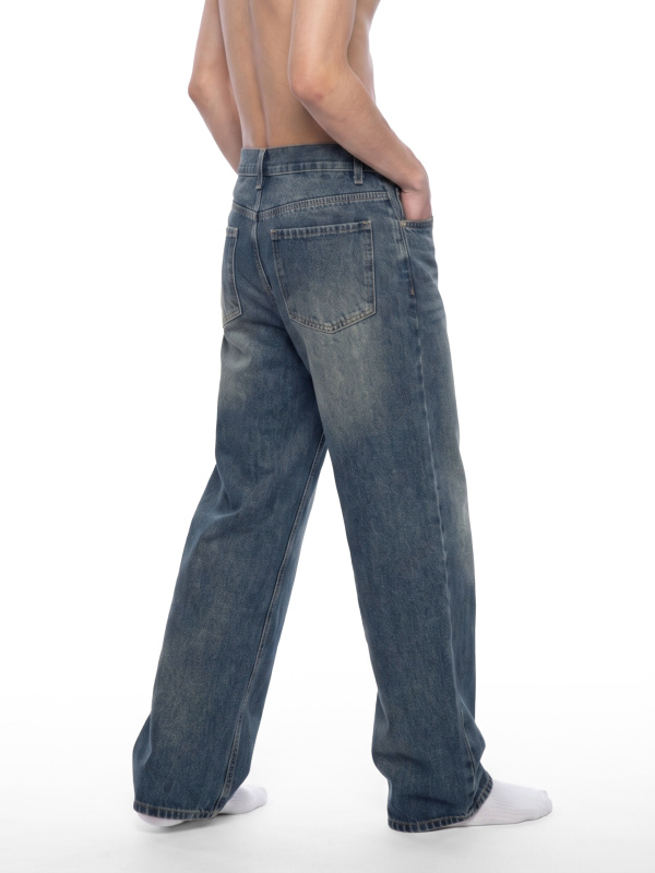 Men’s Vintage Wash Straight Leg Denim Jeans