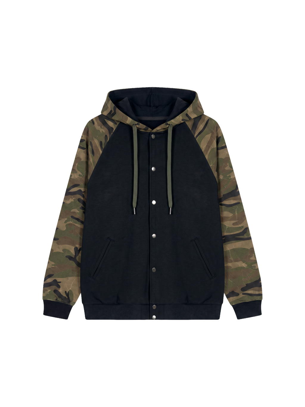 Unisex Camo-Splice Raglan Zip Hoodie - Main Image