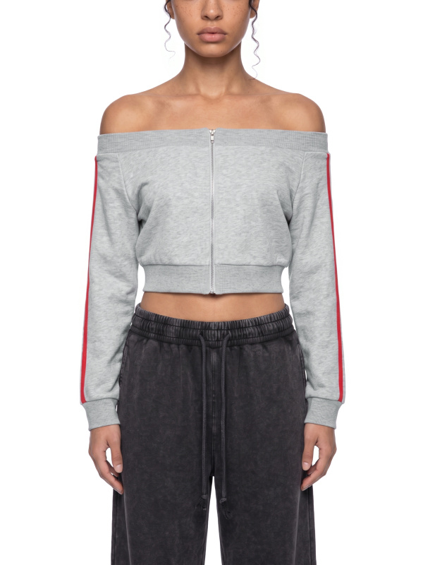 Women's Off-Shoulder Full Zip Hoodie