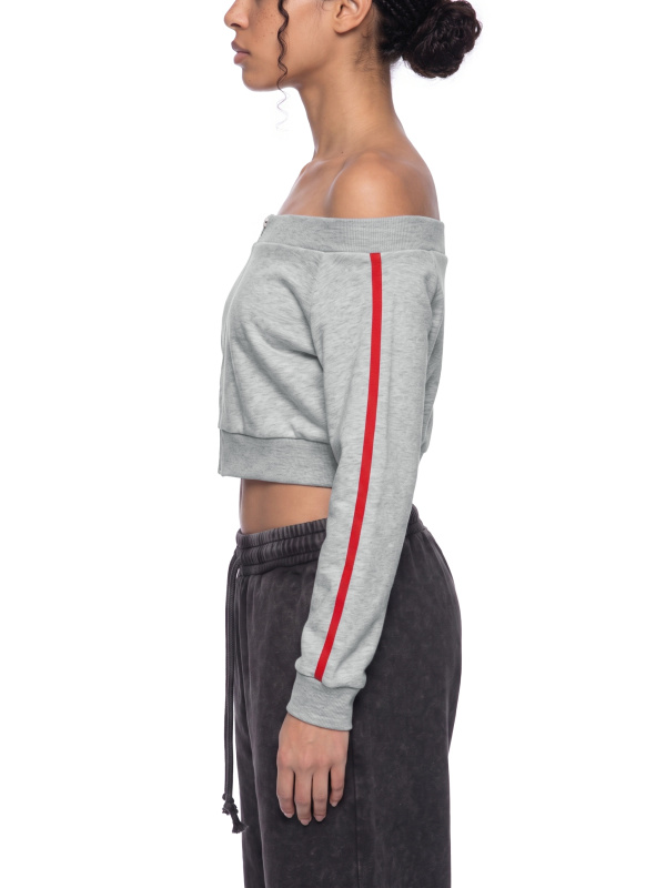 Women's Off-Shoulder Full Zip Hoodie