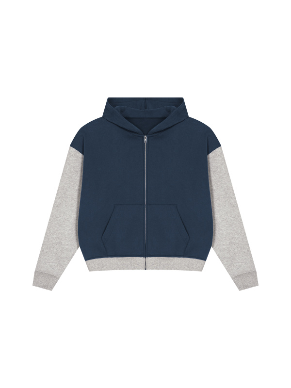 Unisex Color Block Fleece Full Zip Hoodie