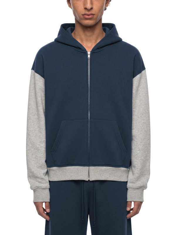 Unisex Color Block Fleece Full Zip Hoodie