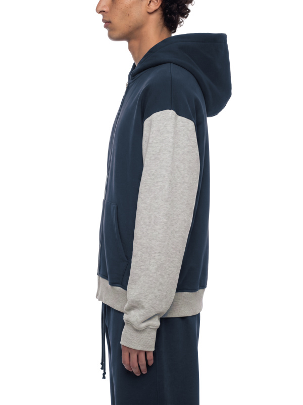 Unisex Color Block Fleece Full Zip Hoodie